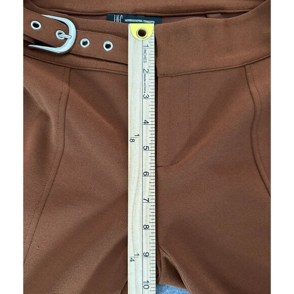 INC Belted Wide Leg Trousers 4P Brown Career Minimalist Clean Girl Workwear - Picture 4 of 10